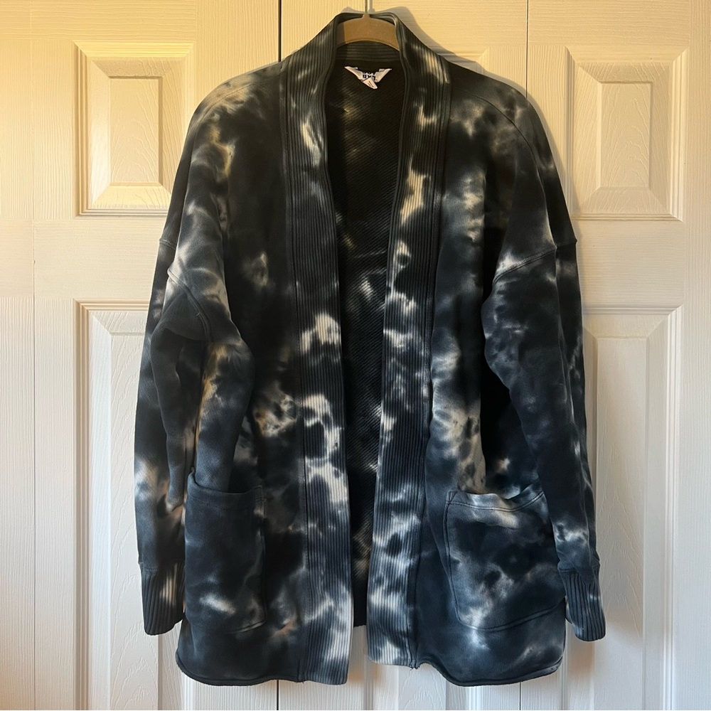 JoyLab Onyx Tie Dye French Terry Open Cardigan size Small